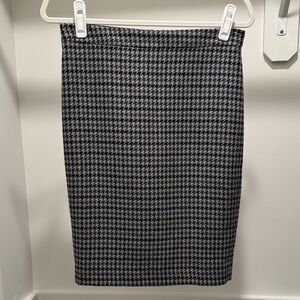 J. Crew Wool Black and Gray Houndstooth Pattern Skirt